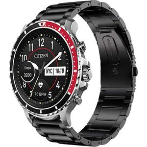 Compatible with Citizen CZ Bands, YOUkei Stainless Steel Metal Replacement Straps Compatible for Citizen CZ Smartwatch (Black)