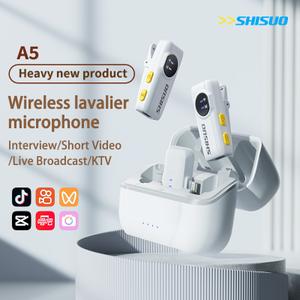 Wireless Lavalier Microphone with 2 Receivers & 2 Mics, Aesthetic White Dual Recording Mic for iPhone 16 15, Android, 3in1 Adapter, 40H Playtime, Monitoring Earphone for TwoPerson Vlog TikTok Gear