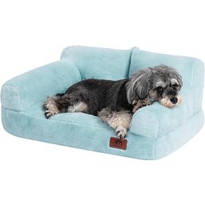 Hollypet Fluffy Dog Cat Bed Pet Couch Beds Plush Soft Warming Washable Puppy Bed for Small Medium Dogs and Large Cats, Mint Green, 24" L x 18" W x 10" Th