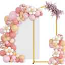 Arch Backdrop Stand and Cover Set, 6 x 2.6FT Gold Metal Wedding Arch for Ceremony, Heavy Duty Balloon Arch Stand with White Spandex Cover for Birthday Party, Baby Shower, Graduation, Event Decor