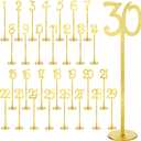 30 Pcs Table Numbers Wedding 1-30 Table Numbers Wood Table Numbers for Wedding Reception Stands Seat Numbers with Holder Base Table Numbers for Wedding Party Event Catering (Gold Color)