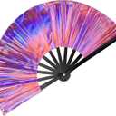 Clack Fans for Drag Queen Shows - 13" Foldable Large Hand Fans for Women with Loud Popping Clapping Sound - Perfect for Boots on The Ground Line Dancing Dance Rave EDM Festivals (Laser Red)