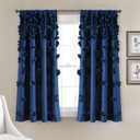Lush Decor Riley Window Curtain (Single Panel), 54"W x 63"L, Navy