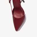 NEWBELLA Women's Patent Leather Platform Pumps Stiletto Heels Slingback Sandals with Ankle Strap-Pointed Toe High Heels