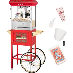 Great Northern Popcorn Company 5995 10 oz. Perfect Popper Popcorn Machine with Cart - Red (5995 GNP Red 10oz. Full)