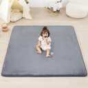 1.3" Thick Baby Floor Play Mat 50x50, Basic Padded Foam Mat for Tummy Time Crawling, Non Slip Cushioned for Babies Toddlers Infants Kids (Dark Grey)