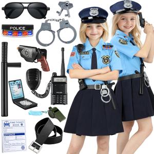Luucio Police Costume for Girls, Police Officer Costume for Kids with Accessories, Halloween Costumes for Girls 3-12 (S-(5-7 Year))