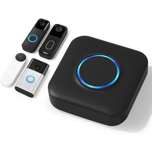 Smart WiFi Wireless Doorbell Chime for Google Nest, Ring, Blink – App-Connected with LED Light, No Wiring Required (2 pack, Black)