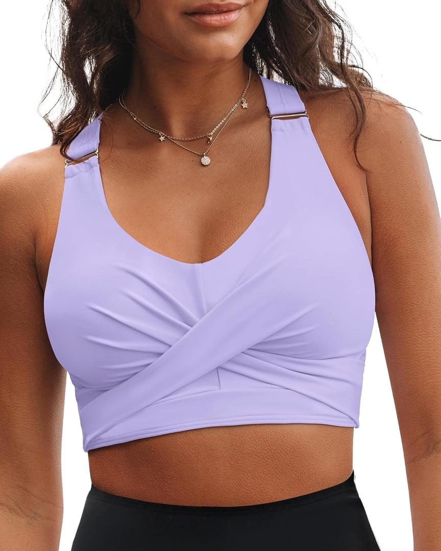 GRAPENT Purple Swimsuits for Women Swimming Suits for Women Push Up Bikini Tops Women Swimming Suits Women Swimsuit Twist Front Bikini Lavender Size Medium US Size 8 to Size 10
