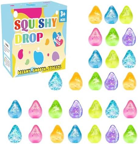 Fidget Toys Stress Ball for Kids 28pcs, Cube Squishies Anxiety Stress Relief, Ice Squishy Stress Cube-Drop Malt Sugar Balls, Sensory Toys for Kids with Autism, Fidgets for Classroom Prize Toys