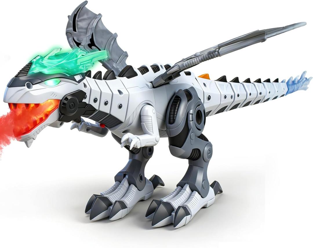 Dinosaur Toys for Kids 3-5 6 7, Electric Walking Dinosaur Toy with Fire Breathing & Mist Spray and Roar Sounds for Kids Toddler Realistic Robot Dragon Toys Birthday Gift