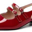 Mostrin Mary Jane Shoes Women Slingback Chunky Low Heels for Women Closed Rounded Toe Ankle Strap Pumps Daily Wedding Party Dress Shoes, Size 37.5