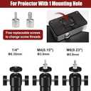 2-Be-Best Projector Mount Longer Length 14-24 in / 37-62 cm New Gimbal Projector Wall Mount 360 Rotatable Ceiling Projectors Mounts Adjustable Bracket Black