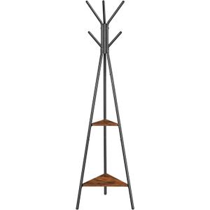 VASAGLE Coat Rack Freestanding, Coat Hanger Stand, Hall Tree with 2 Shelves, for Clothes, Hat, Bag, Industrial Style, Rustic Brown and Black URCR16BX