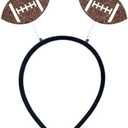 3 x AIUPUOC Football Headband for Women Cute Football Design Headband Head Boppers Sports Hair Accessories for Football Mom Fans Game Day Cheer Hairband Non Slip (Brown B, Average)