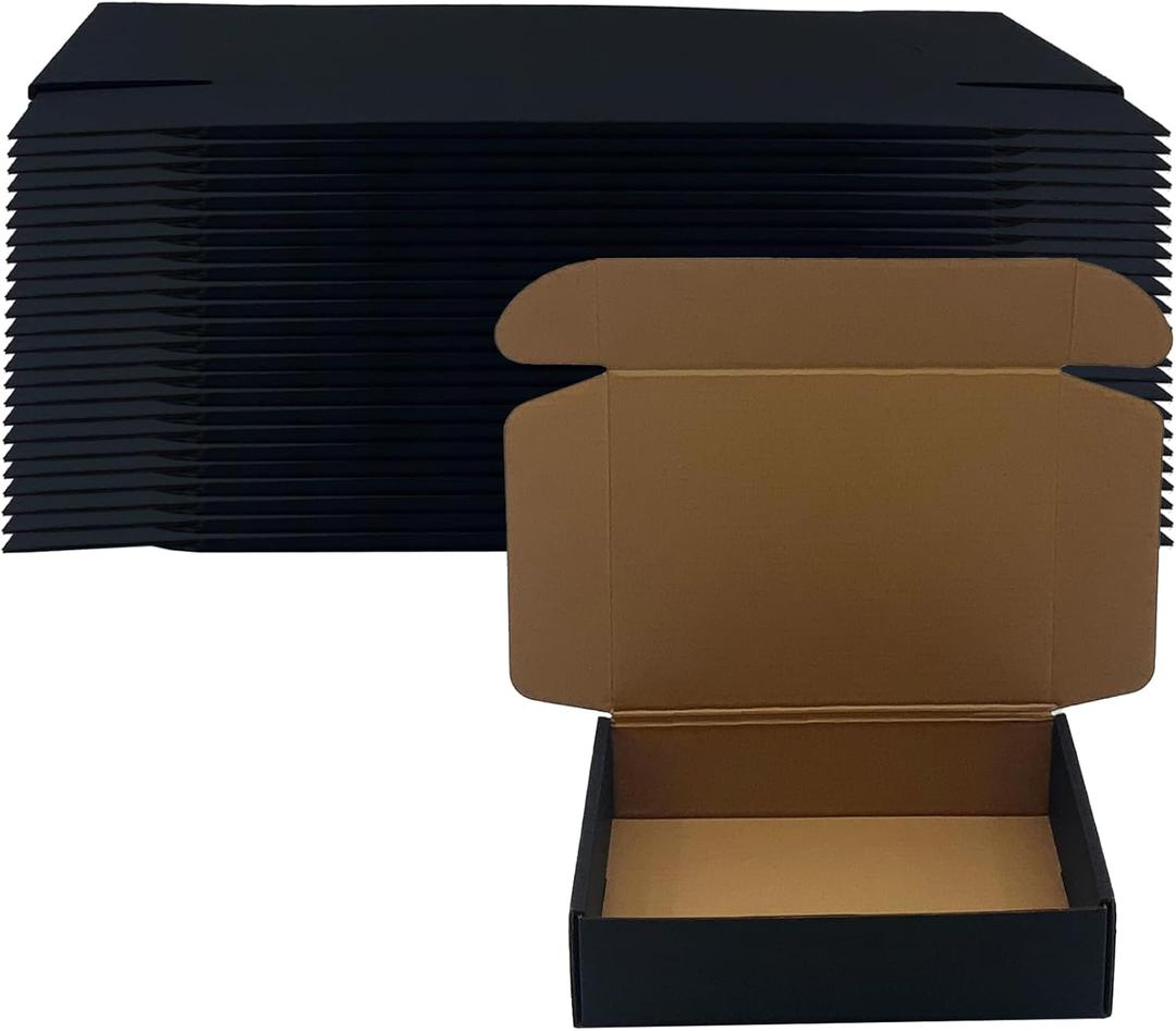 24 Pack 8x6x2 inches Black Shipping Boxes, Corrugated Mailer Boxes, Packaging Boxes for Products, Recyclable Cardboard Box, Flat Literature Mailers for Gifts, Small Business by Mailing