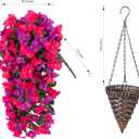 Artificial Bougainvillea Faux Flowers Plants Baskets for Outdoor Outside Decoration, 3PCS Fake Silk Flowers Long Trailing Vines UV Resistant Realistic for Front Door Porch Patio (PurpleHotpink)