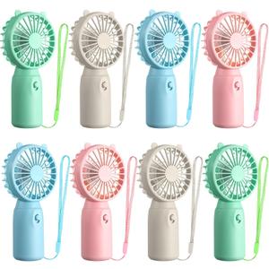 8 Pcs Mini Portable Fans Bulk Handheld Battery Operated Fan with Lanyard for Makeup Eyelash, Cooling Lightweight Pocket Personal Fans for Indoor Outdoor Travel Use (Pink Blue White Green)