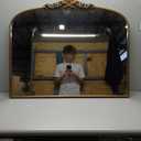 Vintage Gold Ornate Baroque Mirror - 36"X30" Arched Antique Brass Mirror with Full Metal Frame - Ideal for Entryway, Fireplace, Living Room, Hallway, Bathroom