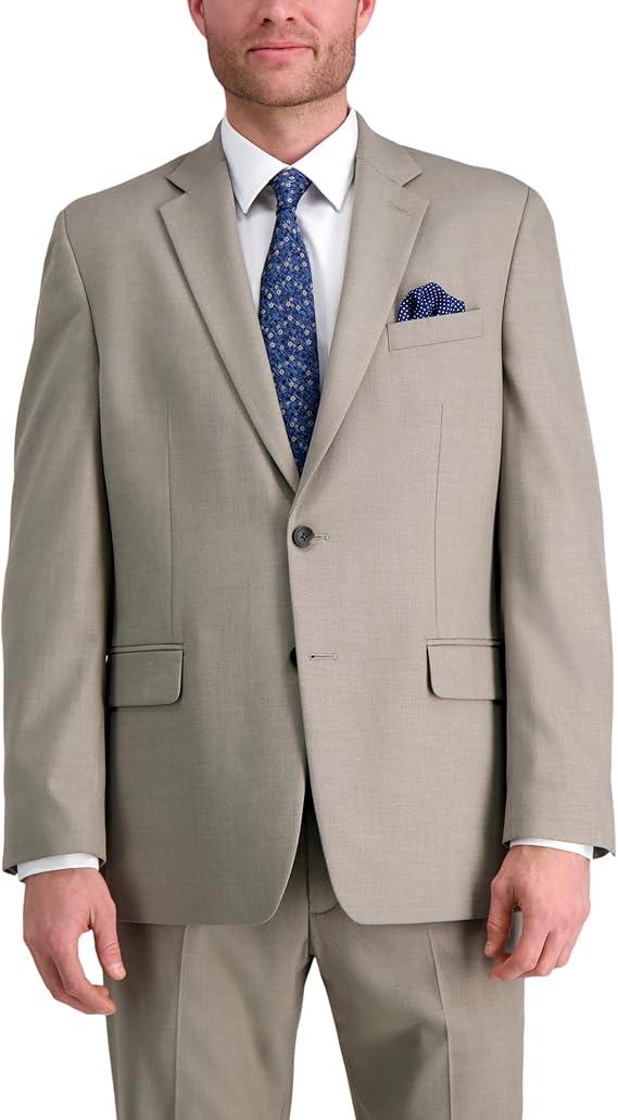 Haggar Mens Premium Stretch Solid Suit Separates - Sport Jacket, Oatmeal, 46 US