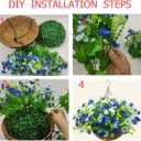 Artificial Faux Hanging Plants Flowers Basket for Summer Autumn Outdoor Outside Porch Decoration, Fake Silk Colorful Daisy Eucalyptus UV Resistant Look Real for Home Patio Balcony Yard