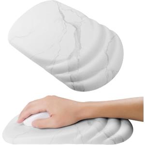 Mouse Pad Wrist Wrist Rest, Comfortable Memory Foam Wrist Rest, Non-Slip PU Base, Ergonomic Wrist Support and Arm Rests for Gaming, Office, Computer Use, Relieve Typing Pain White Marble