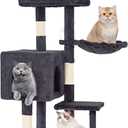 FDW | 37.8" Cat Tree Tower | Dark Gray | Multi-Level Indoor Activity Center with Sisal Scratching Posts, Condos, Plush Perches, Hanging Cat Toys | Sturdy, Easy to Assemble | for Kittens & Adult Cats