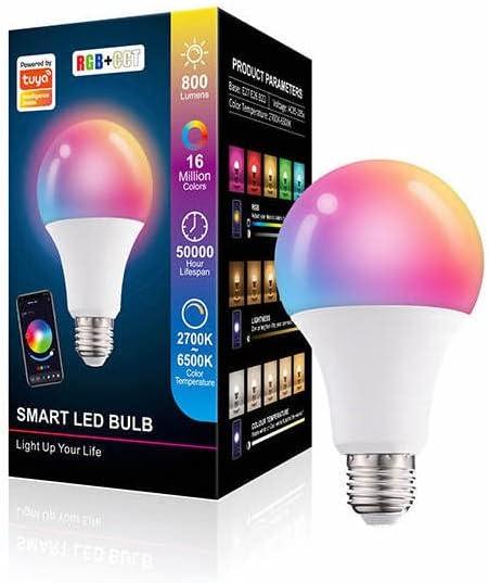 Color Changing LED Smart Bulb, App Control, Alexa & Google Assistant, WiFi/Bluetooth,RGB+CCT 16 Million Colors, Color Changing Light Bulb (Bluetooth)