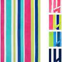 cabanana Large Beach Towel Oversized - Cotton Velour 35 x 70 Inch Rainbow Striped Terry Pool Towel, Cabana Soft Swimming Towel for Adults Women Men (Rainbow Pink)