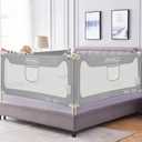 FAMILL Bed Rail for Toddlers with U-Shaped Base, Toddler Bed Rails Baby Guard for King/Twin/Full Size, Grey, 1 Piece, 74.8"