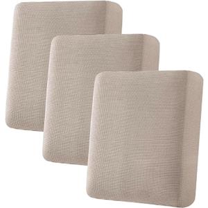 H.VERSAILTEX Super Stretch Individual Seat Cushion/Couch Slipcover Sets Thick Jacquard Textured Twill Fabric (3 Piece Sofa Covers, Sand) (3 Cushion Sofa)