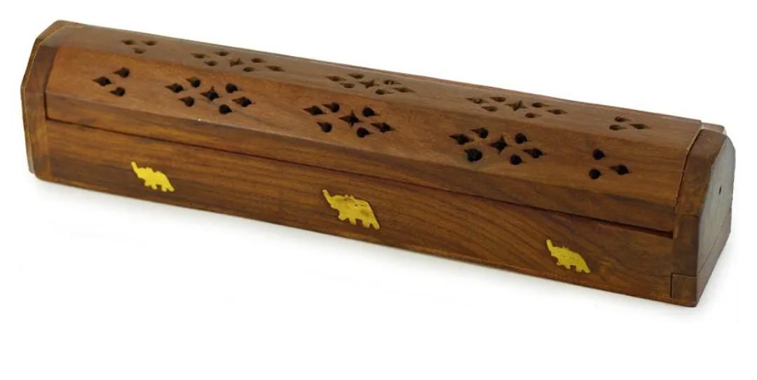 Prabhuji's Gifts Wooden Incense Burner - Incense Holder - Incense Box Burner for Cone Incense and Stick Incense - Handmade Wooden Box Made from Indian Rosewood - (Elephant)