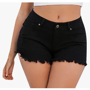 Women's Cute Ripped Jean Low Rise Booty Shorts Summer Stretch Mini Shorts Denim Short Pants Sports Running Sweatpants,2XL