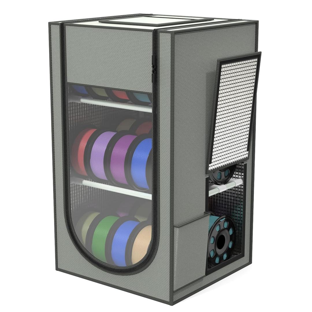 3D Printer Filament Storage Rack with Oxford Leather Cover, 3-Tier Moisture-Proof 3D Filament Storage Box, Bracket Can be Adjusted to Accommodate Various 3D Filament