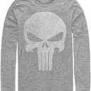 Marvel Big & Tall Classic Punisher Distresskull Men's Tops Long Sleeve Tee Shirt, 4XL
