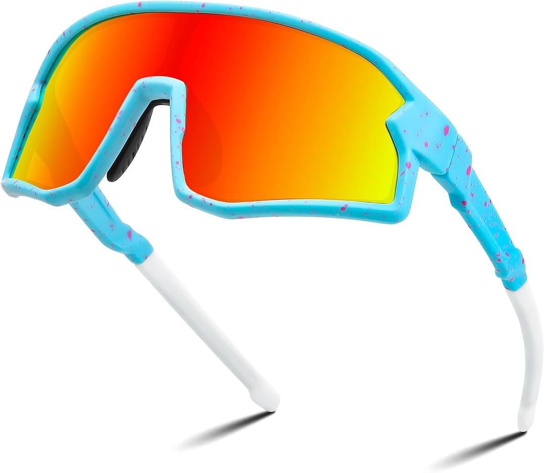FEISEDY Kids Sunglasses Polarized Youth Baseball Sunglasses Sports Cycling Glasses for Boys Girls Age 4-8 B0183