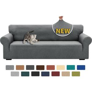 XINEAGE 2026 New Extra Large Couch Cover for 3 Cushion Couch (91"-110")1 Piece Stretch Oversized Sofa Slipcovers Jacquard 4 Seater Furniture Protector Elastic Bottom for Kids,Pet (XL Sofa, Light Gray)
