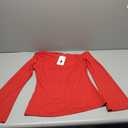 ZESICA Women's Off Shoulder Tops Bell Long Sleeve Shirts 2025 Fall Trendy Going Out Ruched Tight Fitted Y2K Clothes, M, Red