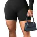 Women's Long Sleeve One Piece Bodycon Short Pants Jumpsuits Rompers High Neck Sexy Tights (Medium, Black)