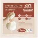 12Pcs Reusable Cheesecloth for Straining 20x20 Inch,100 Grade Cheese Cloths Hemmed Edges, 100% Unbleached Cotton Cheese Cloth, Ultra-Dense Cloth Strainer for Yogurt/Nut Milk/Baking Making 56x42 Weave