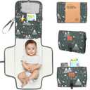 KeaBabies Portable Diaper Changing Pad - Large Waterproof Baby Changing Mat, Compact Travel Diaper Clutch,Functional Pockets Fit Newborn Essentials,Wipeable & Padded Baby Changer(Woods)