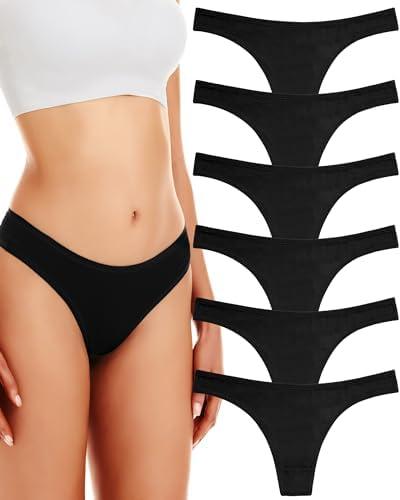 ANZERMIX Women's Breathable Cotton Thong Panties Pack of 6 L