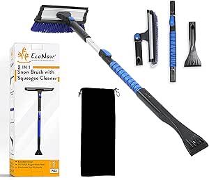 EcoNour 36″ Extendable Snow Brush and Ice Scaper for Car Windshield | 3 in 1 Snow Removal Brush with 270° Pivoting Head,Household Cleaning Tools| Brush for Car SUV, Truck Winter Car Accessories