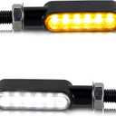 NTHREEAUTO Motorcycle LED Turn Signals Switchback Front Mini Blinkers Indicators Universal Compatible with Harley Honda Yamaha Suzuki Kawasaki Motorbike Scooter Quad Cruiser Off Road Touring - 2Pcs (amber/white)
