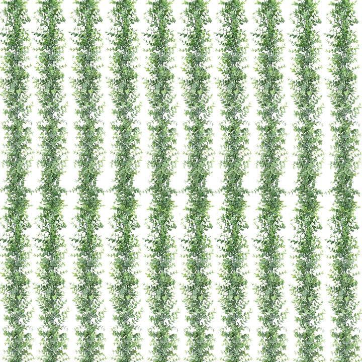 Dolicer 10 Pack Eucalyptus Garland, 60FT Faux Eucalyptus Greenery Garland, Artificial Eucalyptus Leaves Vine, Fake Hanging Eucalyptus Garlands Wedding Backdrop Arch Wall Table Party Decor (Grey Green)