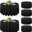 sancua 6 Pack Round Tablecloth 120 Inch Black, Stain and Wrinkle Resistant Table Cloth - Washable Polyester Table Cover for Dining Tables, Buffet Parties and Camping