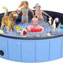 Large Foldable Dog Pool 75x16, EPN Heavy Duty Hard PVC Collapsible Dog Pool for Large Dogs and Kids, Leakproof Non-Slip Pet Wading & Bathing Tub with Drain, for Indoor & Outdoor Use