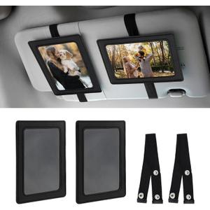 CARFIB 2pcs Car Picture frame Sun Visor Photo Frame Leather Display Memorial Pictures for Couple Family Universal Vehicle Personalized Decor Black