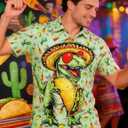 RAISEVERN Mens Hawaiian Shirt Casual Button Down Short Sleeve Tropical Beach Dress Shirt for Summer Holiday (Large, Multicoloured 79)