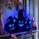 Halloween Table Decorations Wooden Pumpkin Tabletop Centerpieces Decoration Sign with Lights, Farmhouse Home Indoor Party Decor(Pumpkin)